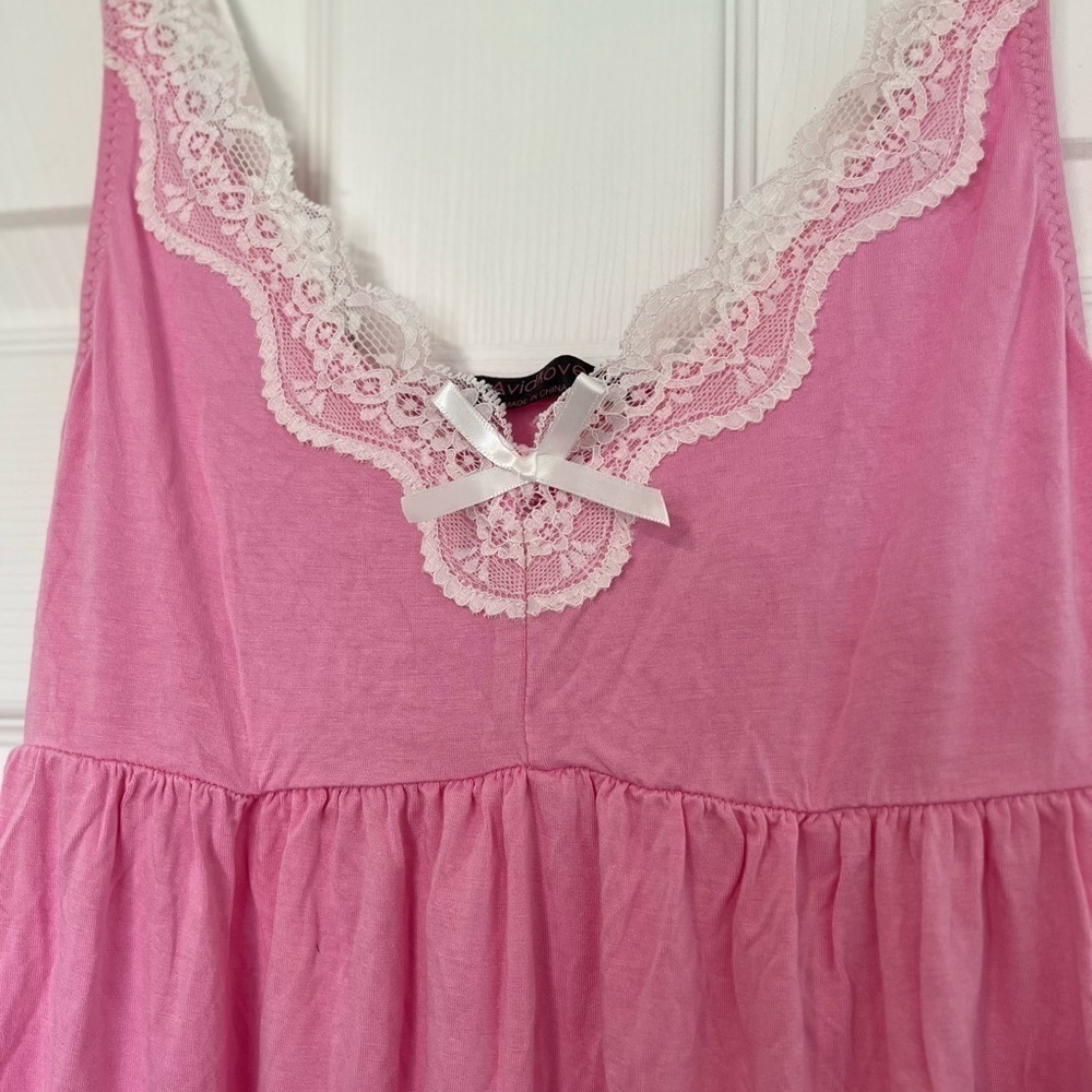 Pink Lace Lingerie Slip Dress - Picture 2 of 9